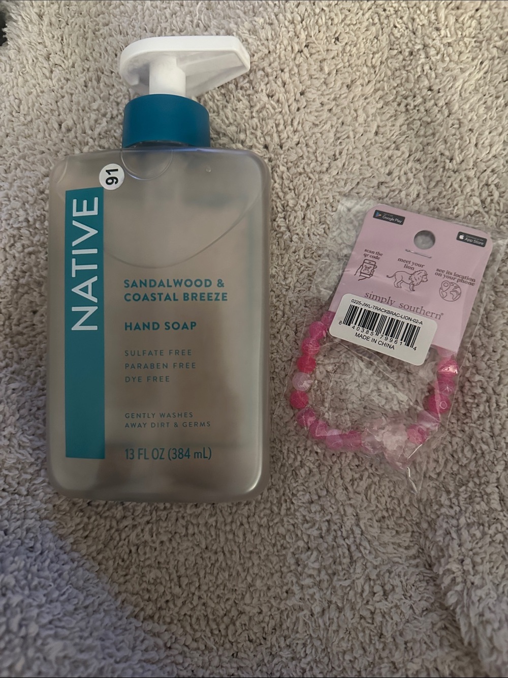Native Sandalwood & Coastal Breeze Hand Soap - Clear Bottle with Teal Accents